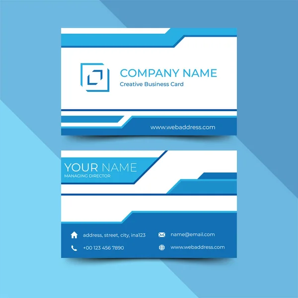 Modern blue business card design template, design vector illustration — Stock Vector