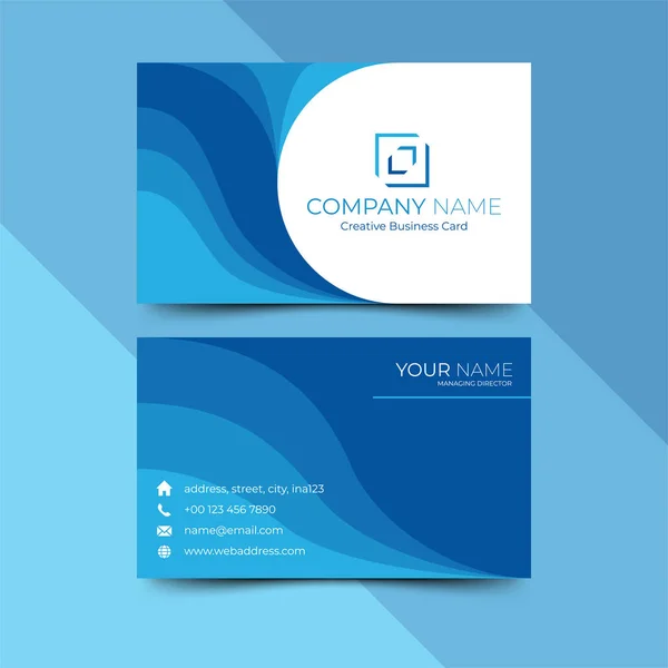 Modern blue business card design template, design vector illustration — Stock Vector