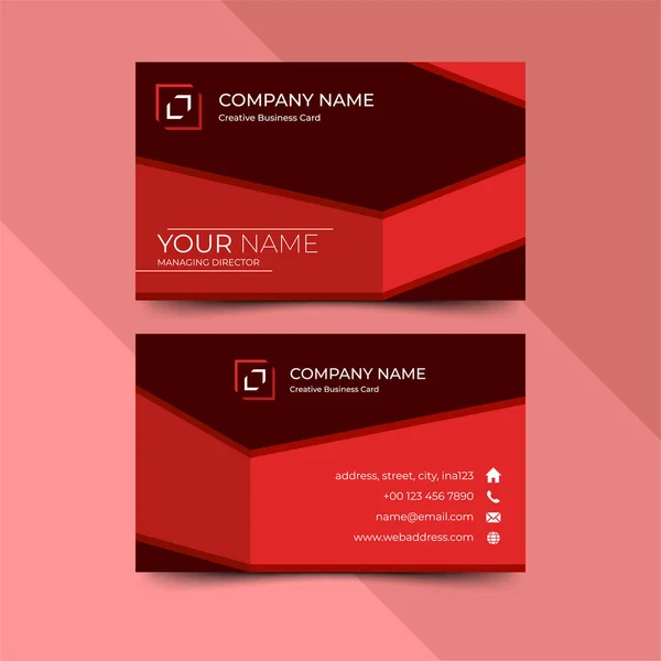 Modern red business card design template, design vector illustration — Stock Vector