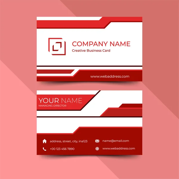 Modern red business card design template, design vector illustration — Stock Vector