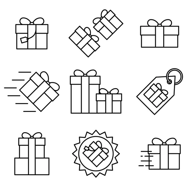 Набір піктограм подарункової коробки на білому тлі, Векторні ілюстрації — стоковий вектор