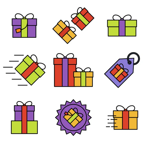Set van geschenk doos op witte achtergrond, vector illustratie — Stockvector