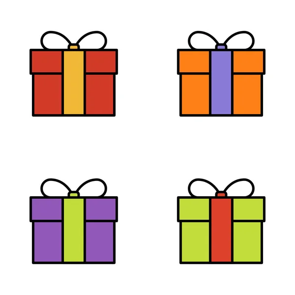 Set de caja regalo sobre fondo blanco, ilustración vectorial — Vector de stock