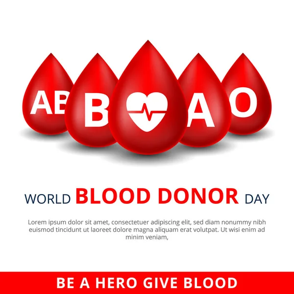 Dünya Kan Bağışı Günü Haziran Kan Bağışı Sancak Ilanı Tasarımı — Stok Vektör
