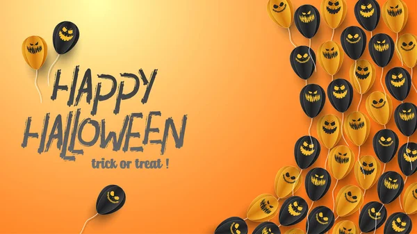 Feliz Halloween Banner Tarjeta Felicitación Fondo Estilo Corte Papel Ilustración — Archivo Imágenes Vectoriales