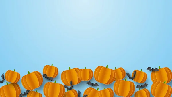 Happy Halloween Banner Ευχετήρια Κάρτα Φόντο Χαρτί Περικοπή Στυλ Εικονογράφηση — Διανυσματικό Αρχείο