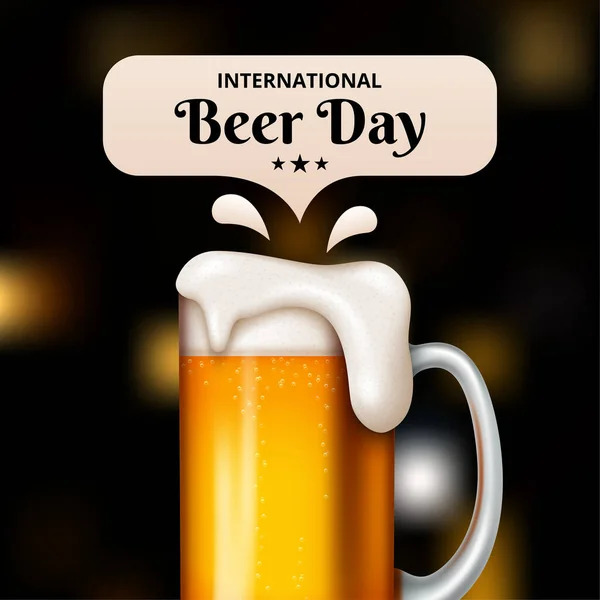 Internationaler Tag Des Bieres August Prost Mit Klingenden Bierkrügen Vektorillustration — Stockvektor