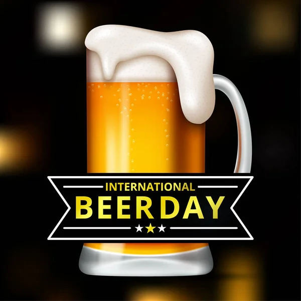 Międzynarodowy Dzień Piwa Sierpień Zdrowie Brzęczącymi Kubkami Piwa Konceptualnie Ilustracja — Wektor stockowy