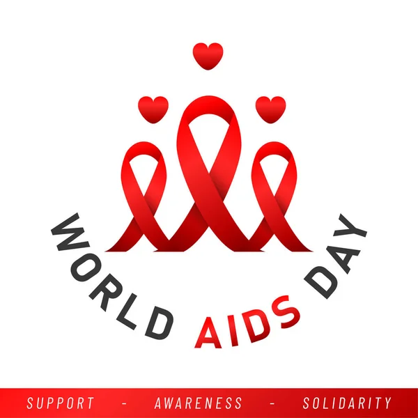 World Aids Day Poster Aids Awareness Red Ribbon Vector Illustration — Stock Vector