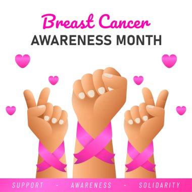 Dünya Göğüs Kanseri posteri. İnternet afişi. Göğüs Kanseri Farkındalığı Pembe Kurdele.