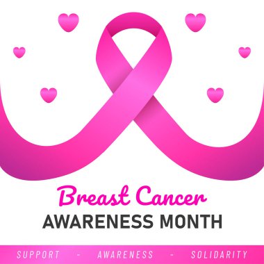 Dünya Göğüs Kanseri posteri. İnternet afişi. Göğüs Kanseri Farkındalığı Pembe Kurdele.