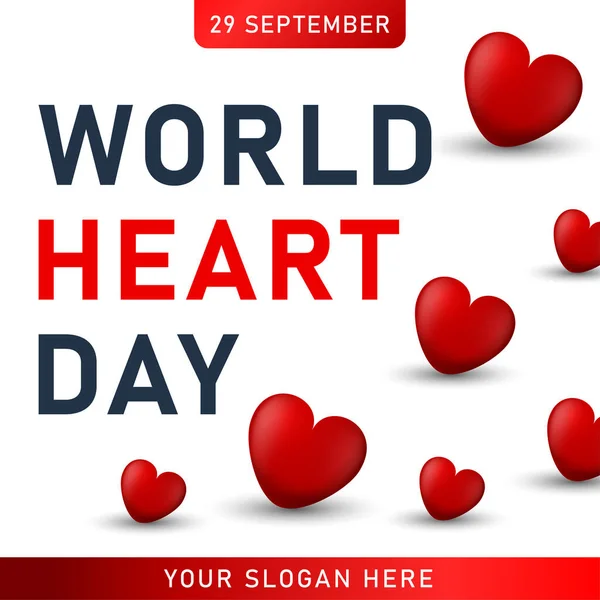 Cartel Del Día Mundial Del Corazón Banner Web Con Corazón — Vector de stock