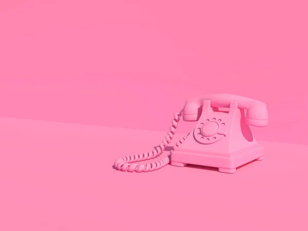 Телефон Розовый Винтаж Розовом Фоне Render — стоковое фото