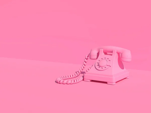 Pembe arka planda pembe bir telefon. 3d Hazırlama
