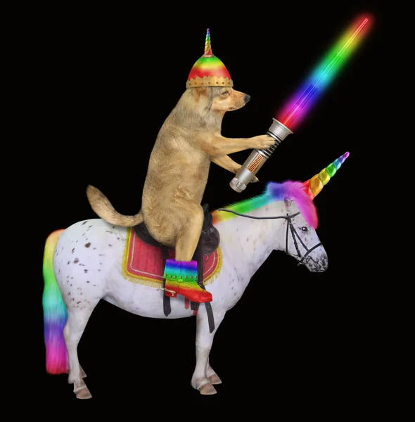 Hund Alien reitet das Einhorn 2 — Stockfoto