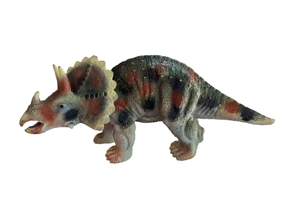 Tricerátopo Dinossauros Brinquedo Fundo Branco Isolados — Fotografia de Stock