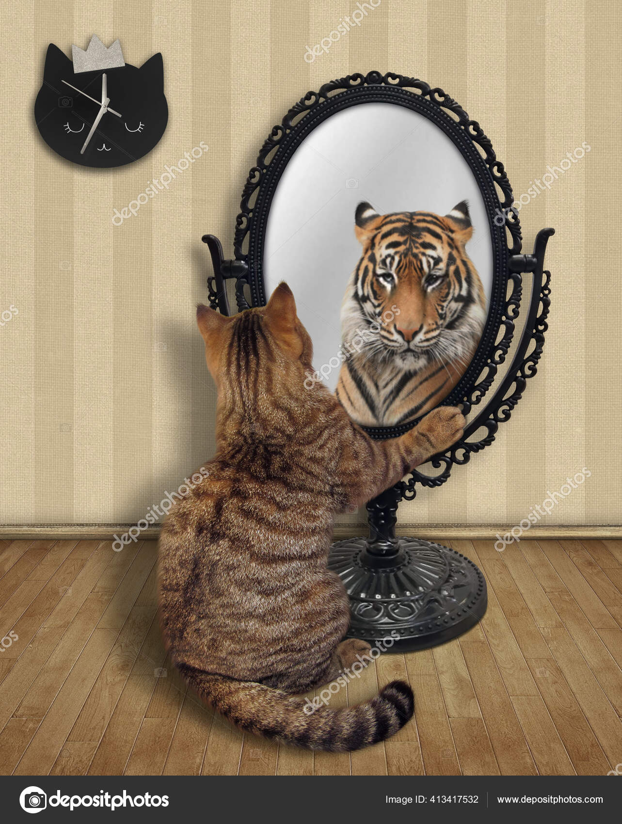 Toevlucht pk Algebraïsch Leeuw kat spiegel Stock Photos, Royalty Free Leeuw kat spiegel Images |  Depositphotos