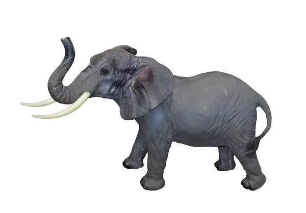 Brinquedo Modelo Elefante Cinza Fundo Branco Isolados — Fotografia de Stock