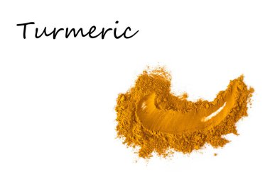 Zerdeçal karalama. Beyaz izole. Metin veya yazıt için boş alan.