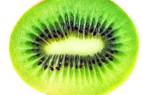 Skive Frisk Kiwi Frugt Isoleret Hvid Baggrund - Stock-foto