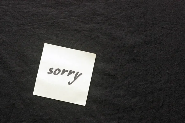 Ručně Psané Poznámky Tmavém Pozadí Poznámka Omluva Sorry Prosím Odpusť — Stock fotografie