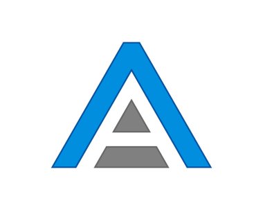 Ortasında A harfi olan üçgen şekil.