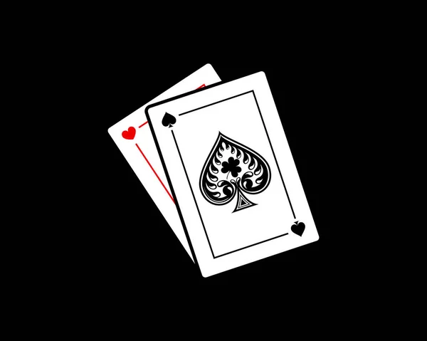 Pik Pokerkarte Mit Liebeskarte Hintergrund — Stockvektor