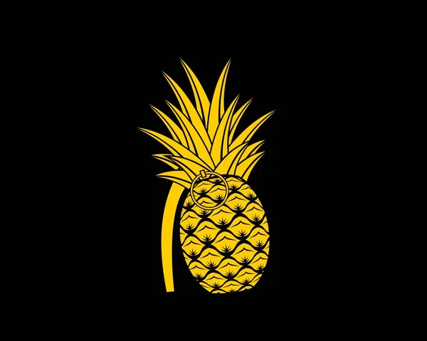 Gelbe Ananasgranate Auf Schwarzem Hintergrund — Stockvektor