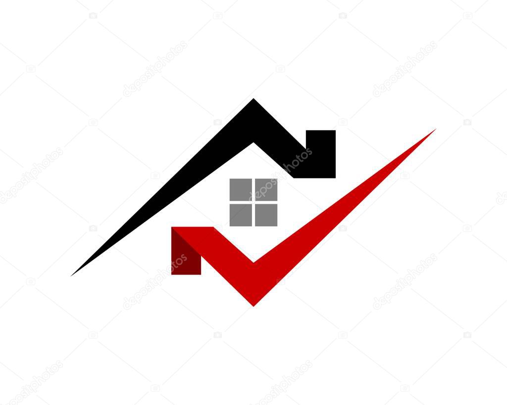 Abstract black and red check house