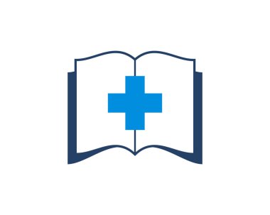 Ortasında sağlıklı bir sembol olan tıp kitabı.