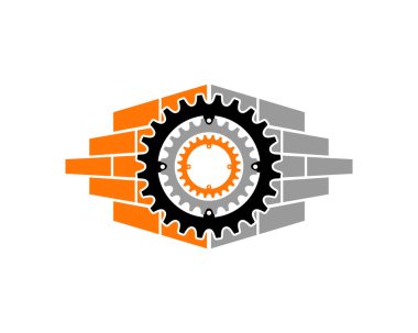 Arkasında tuğla olan bir vites motoru.