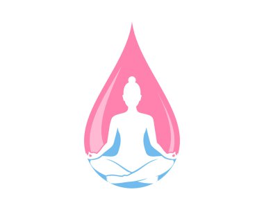 İçinde kadın meditasyonu olan pembe sıvı damlacık.