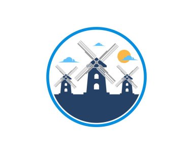 İçinde yel değirmeni ve çiftlik olan daire şeklinde.