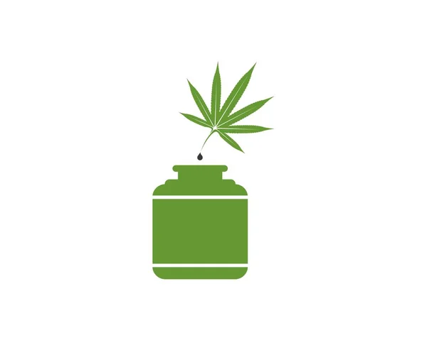 Hoja Cannabis Verde Botella Tinta — Vector de stock