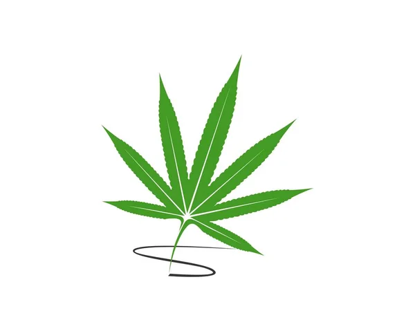 Hoja Cannabis Con Escritor Tinta — Vector de stock