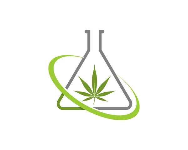 Tubo Laboratorio Con Hoja Cannabis Dentro — Vector de stock