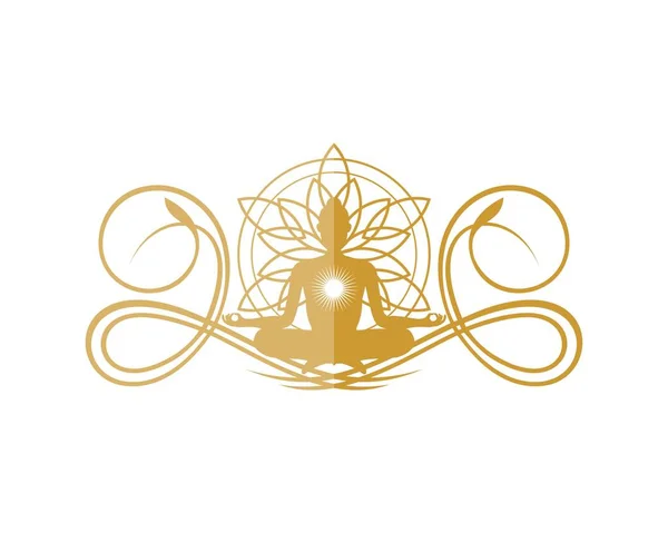 Crête Luxe Avec Yoga Fleur Lotus Abstraite — Image vectorielle