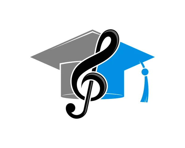 Musikutbildning Med Examen Hatt Logotyp — Stock vektor