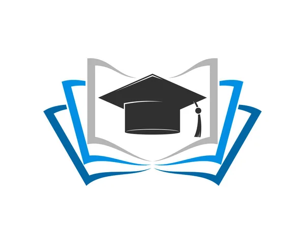 開いている教育本と卒業帽子 — ストックベクタ