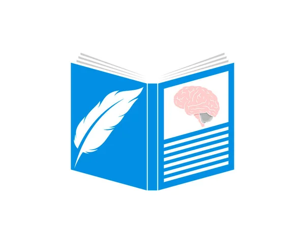 Apri Libro Con Logo Della Conoscenza Del Cervello — Vettoriale Stock