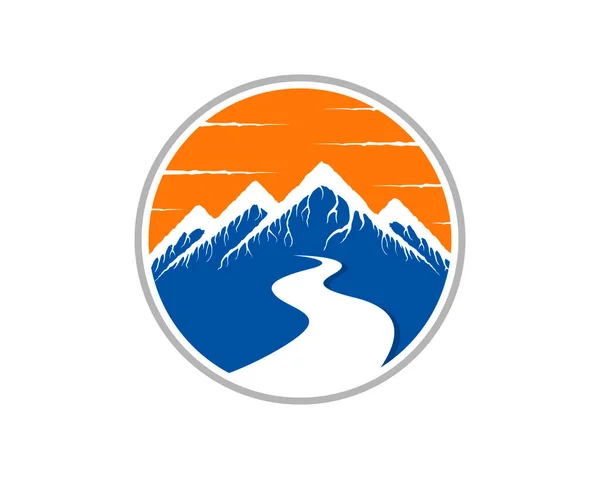 Chemin Montagne Dans Logo Cercle — Image vectorielle