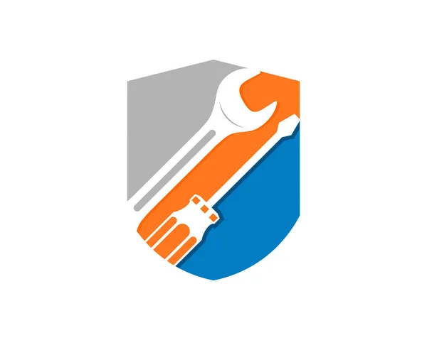 Reparatur Von Schraubenschlüssel Und Schraubendreher Schild Logo — Stockvektor