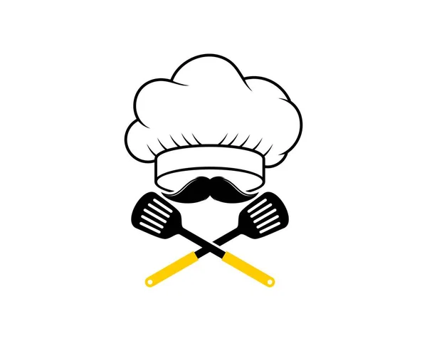 Chef Hat Cross Spatula Mustache — Stock Vector