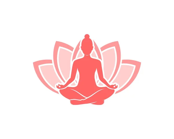 Beautiful Women Yoga Lotus Flower — Stock Vector