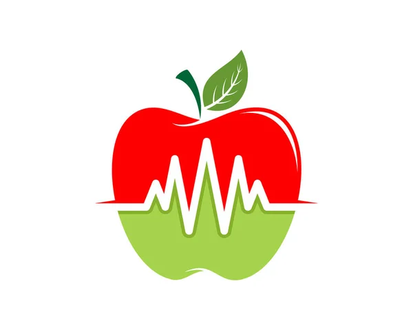 Pomme Avec Battements Cœur Intérieur — Image vectorielle