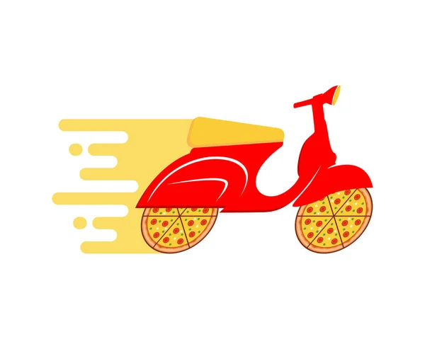 Pizza Delivery Scooter Logo — Stock Vector