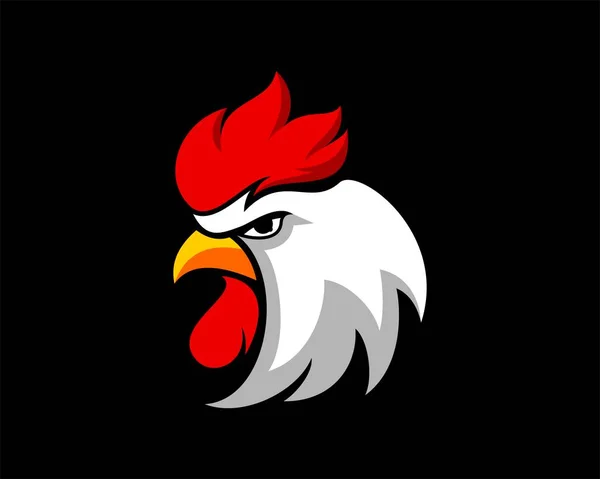 Cabeza Gallo Lujo Fondo Negro — Vector de stock