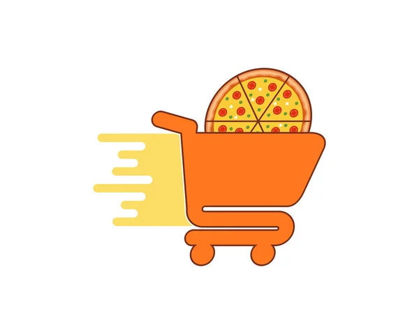 Pizza Delivery Shopping Cart Logo — Stock Vector