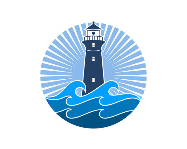 Lighthouse with blue waves