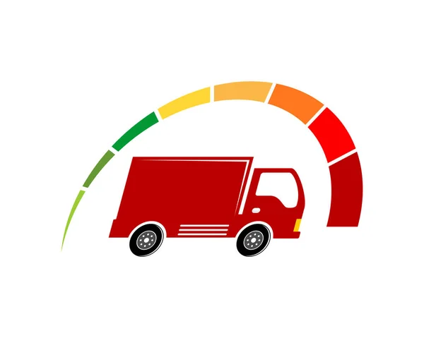 Snelle Levering Van Vrachtwagens Met Snelheidsmeter — Stockvector